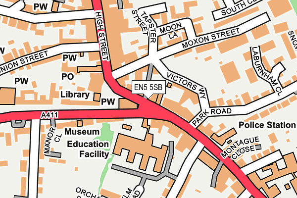 EN5 5SB map - OS OpenMap – Local (Ordnance Survey)