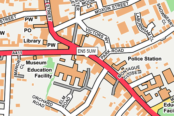 EN5 5UW map - OS OpenMap – Local (Ordnance Survey)