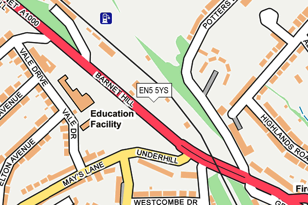 EN5 5YS map - OS OpenMap – Local (Ordnance Survey)