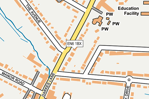 EN6 1BX map - OS OpenMap – Local (Ordnance Survey)