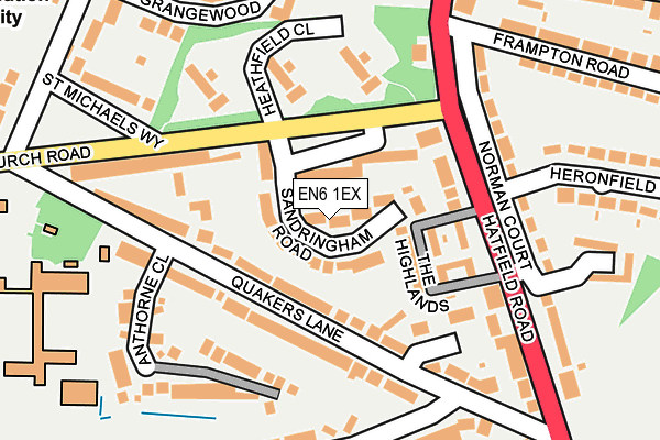 EN6 1EX map - OS OpenMap – Local (Ordnance Survey)