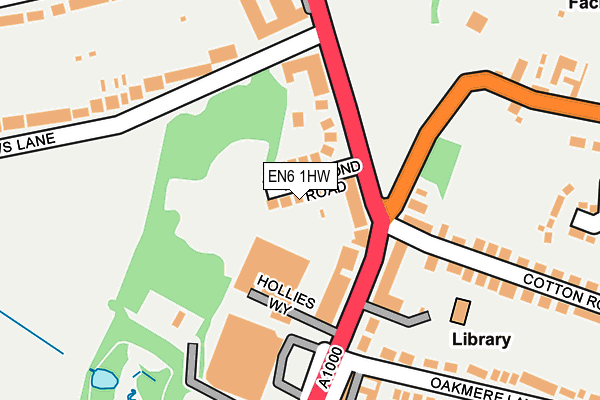 EN6 1HW map - OS OpenMap – Local (Ordnance Survey)