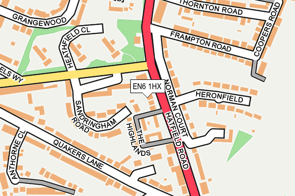 EN6 1HX map - OS OpenMap – Local (Ordnance Survey)