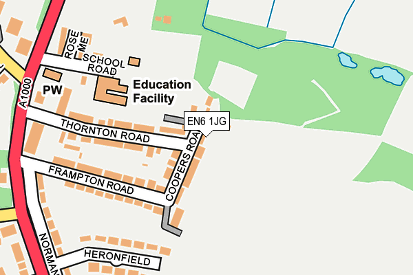 EN6 1JG map - OS OpenMap – Local (Ordnance Survey)