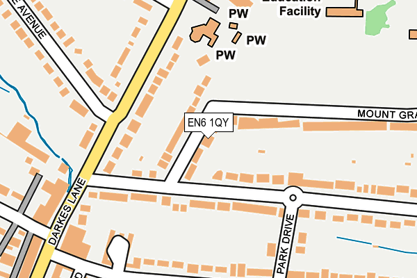 EN6 1QY map - OS OpenMap – Local (Ordnance Survey)