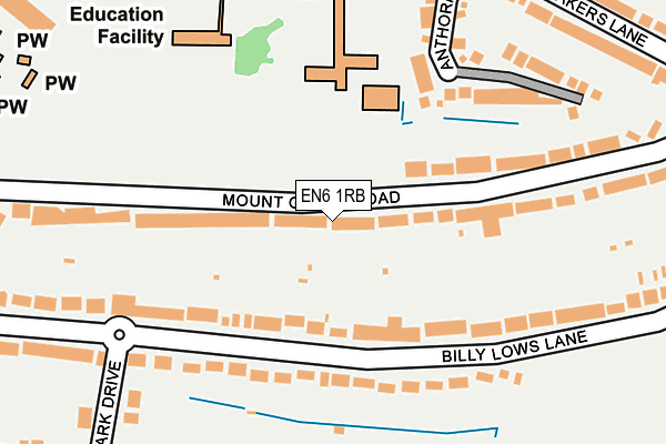 EN6 1RB map - OS OpenMap – Local (Ordnance Survey)