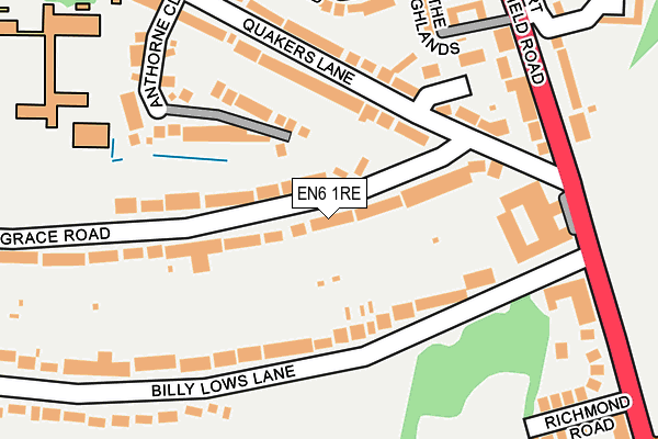 EN6 1RE map - OS OpenMap – Local (Ordnance Survey)