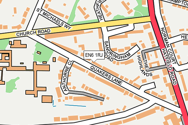 EN6 1RJ map - OS OpenMap – Local (Ordnance Survey)