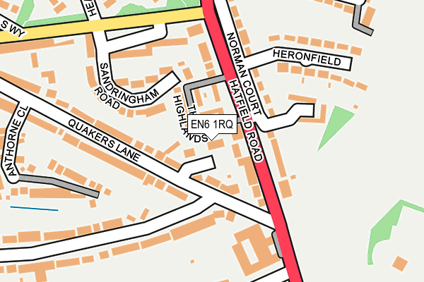 EN6 1RQ map - OS OpenMap – Local (Ordnance Survey)