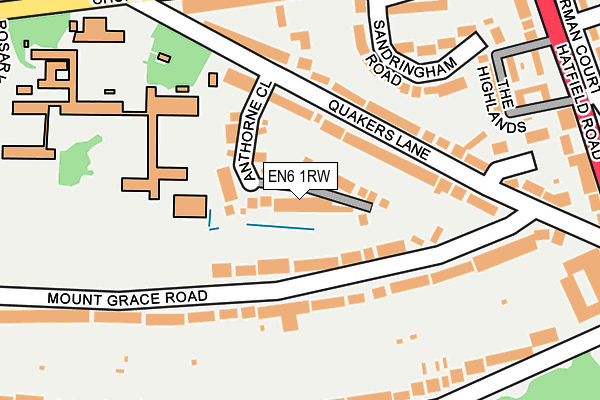 EN6 1RW map - OS OpenMap – Local (Ordnance Survey)