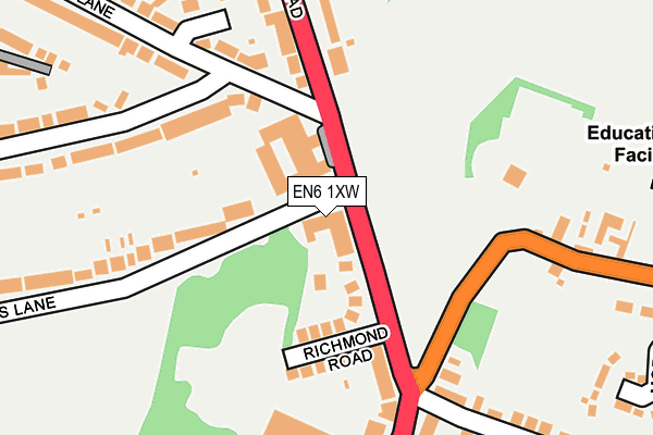 EN6 1XW map - OS OpenMap – Local (Ordnance Survey)