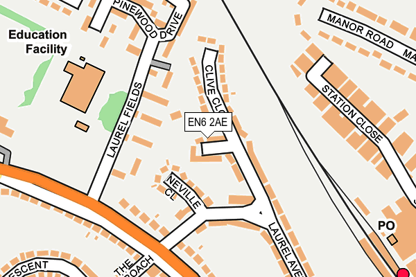 EN6 2AE map - OS OpenMap – Local (Ordnance Survey)