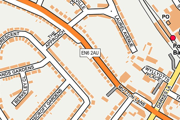 EN6 2AU map - OS OpenMap – Local (Ordnance Survey)