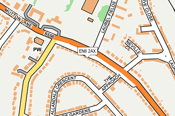 EN6 2AX map - OS OpenMap – Local (Ordnance Survey)
