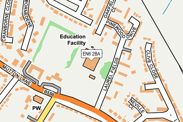 EN6 2BA map - OS OpenMap – Local (Ordnance Survey)