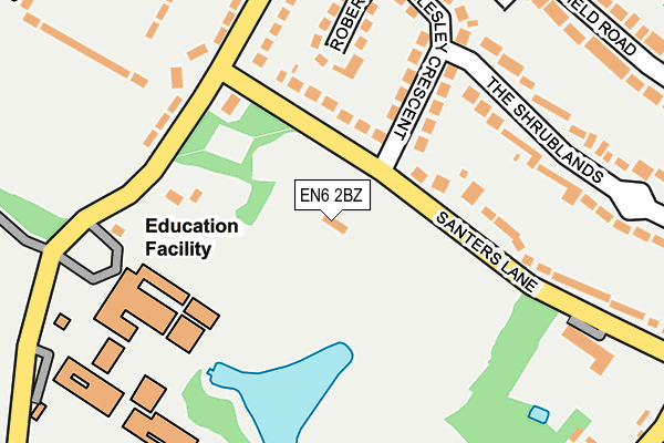 EN6 2BZ map - OS OpenMap – Local (Ordnance Survey)
