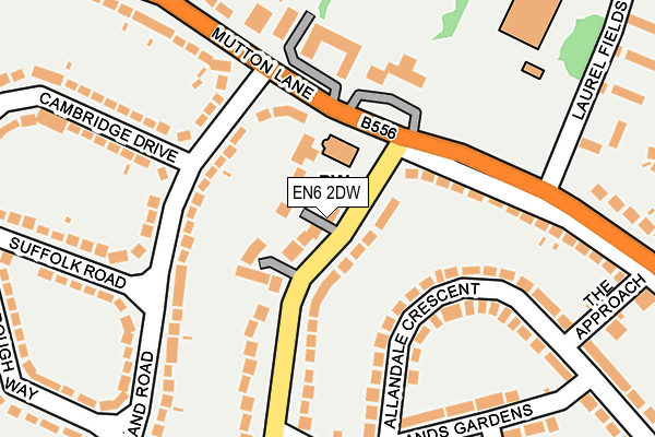 EN6 2DW map - OS OpenMap – Local (Ordnance Survey)