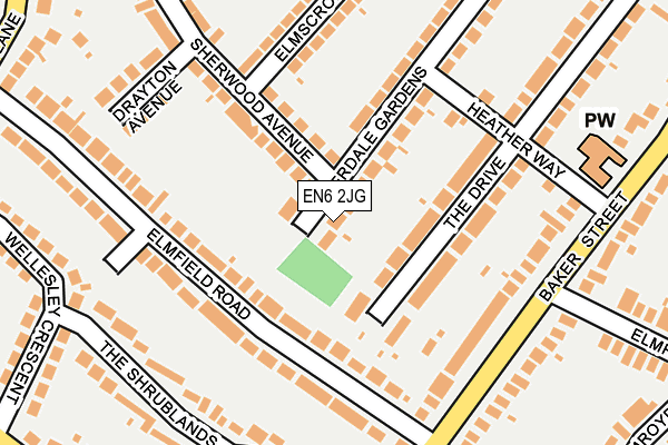 EN6 2JG map - OS OpenMap – Local (Ordnance Survey)