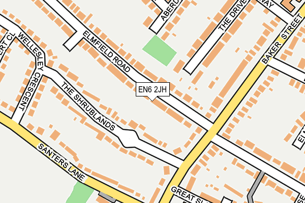EN6 2JH map - OS OpenMap – Local (Ordnance Survey)