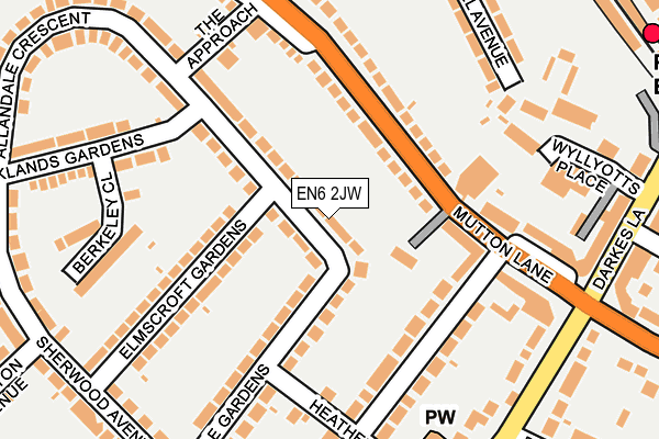 EN6 2JW map - OS OpenMap – Local (Ordnance Survey)