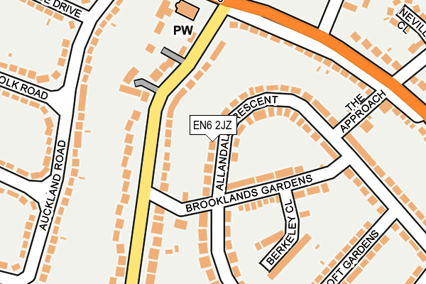 EN6 2JZ map - OS OpenMap – Local (Ordnance Survey)