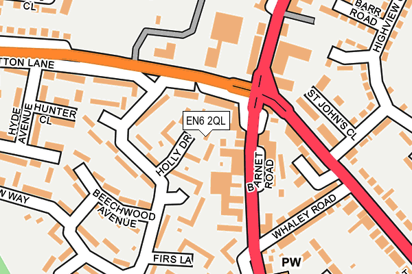 EN6 2QL map - OS OpenMap – Local (Ordnance Survey)