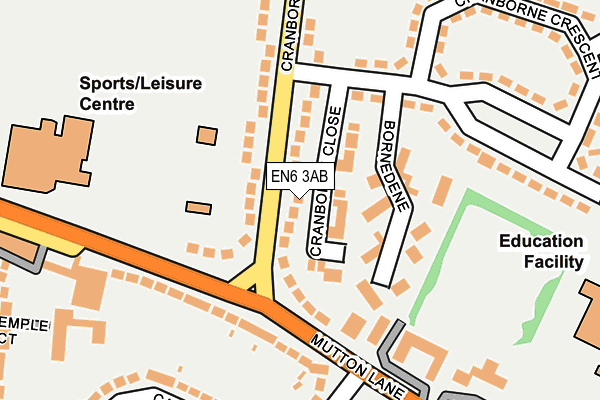 EN6 3AB map - OS OpenMap – Local (Ordnance Survey)