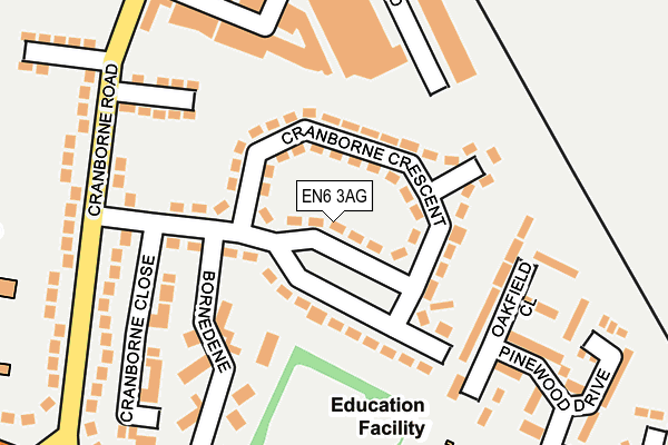 EN6 3AG map - OS OpenMap – Local (Ordnance Survey)