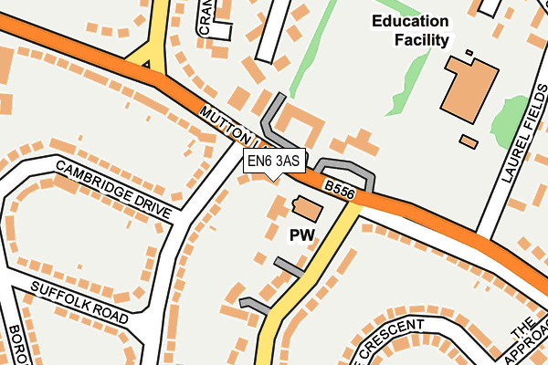 EN6 3AS map - OS OpenMap – Local (Ordnance Survey)