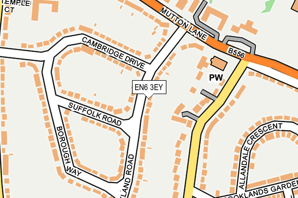 EN6 3EY map - OS OpenMap – Local (Ordnance Survey)