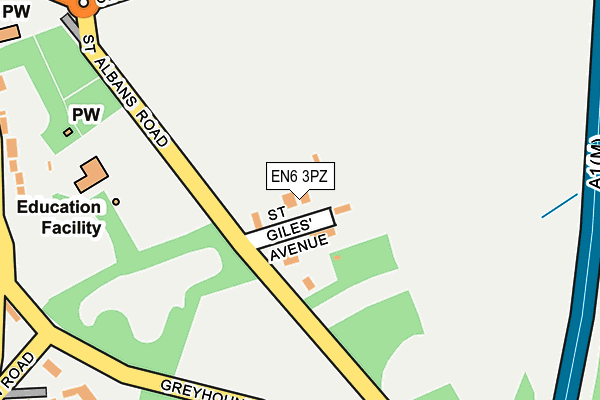 EN6 3PZ map - OS OpenMap – Local (Ordnance Survey)