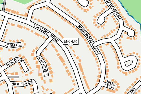 EN6 4JR map - OS OpenMap – Local (Ordnance Survey)