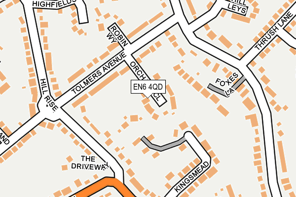 EN6 4QD map - OS OpenMap – Local (Ordnance Survey)