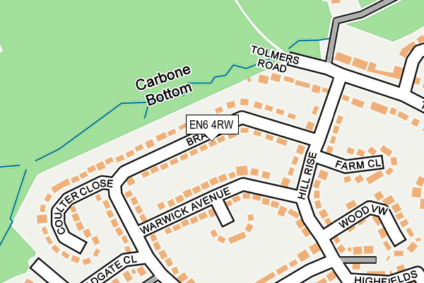EN6 4RW map - OS OpenMap – Local (Ordnance Survey)