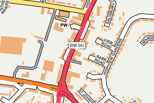 EN6 5AJ map - OS OpenMap – Local (Ordnance Survey)
