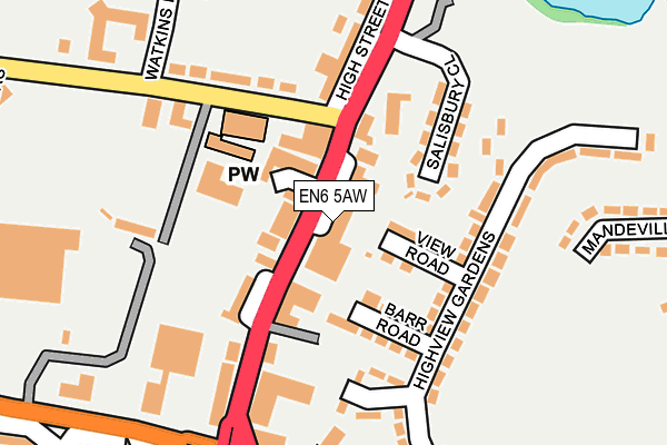 EN6 5AW map - OS OpenMap – Local (Ordnance Survey)