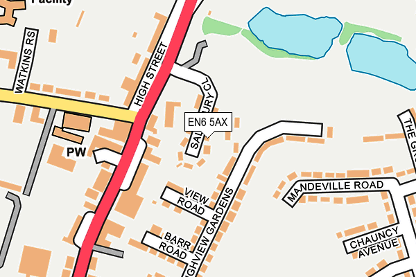 EN6 5AX map - OS OpenMap – Local (Ordnance Survey)