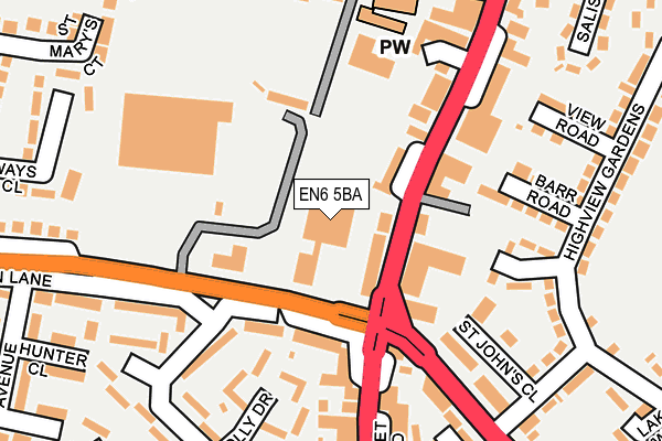 EN6 5BA map - OS OpenMap – Local (Ordnance Survey)