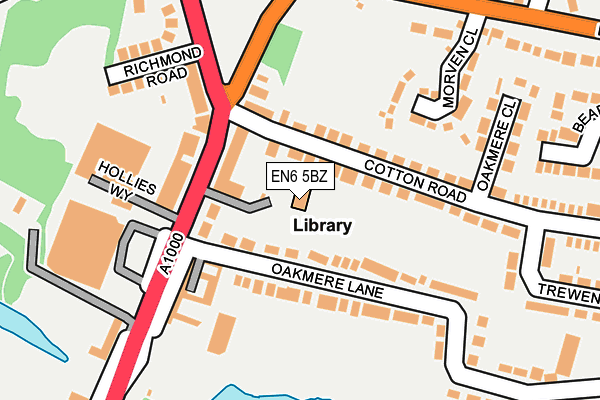 EN6 5BZ map - OS OpenMap – Local (Ordnance Survey)