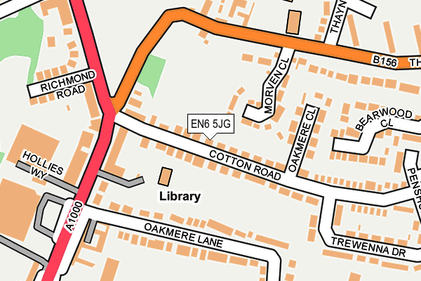 EN6 5JG map - OS OpenMap – Local (Ordnance Survey)