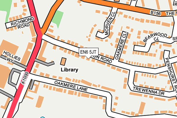 EN6 5JT map - OS OpenMap – Local (Ordnance Survey)