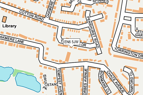 EN6 5JW map - OS OpenMap – Local (Ordnance Survey)