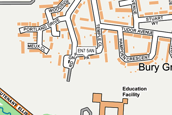 EN7 5AN map - OS OpenMap – Local (Ordnance Survey)