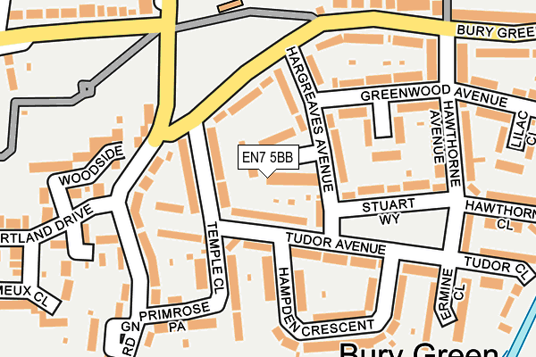 EN7 5BB map - OS OpenMap – Local (Ordnance Survey)