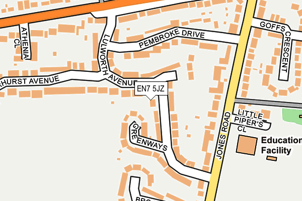 EN7 5JZ map - OS OpenMap – Local (Ordnance Survey)