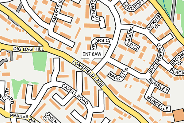 EN7 6AW map - OS OpenMap – Local (Ordnance Survey)