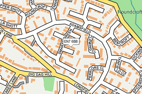 EN7 6BB map - OS OpenMap – Local (Ordnance Survey)
