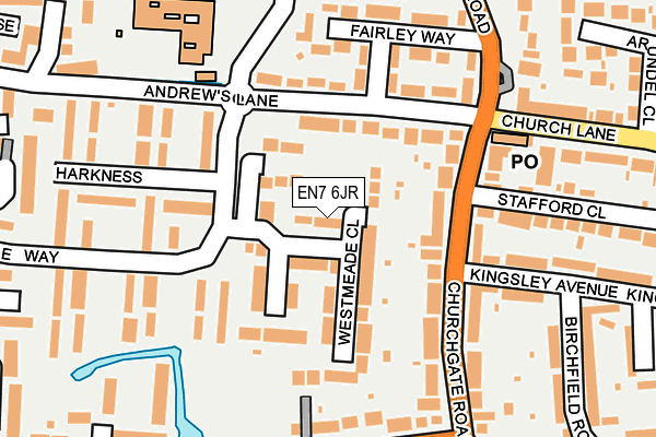 EN7 6JR map - OS OpenMap – Local (Ordnance Survey)