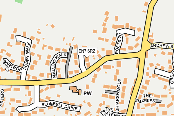 EN7 6RZ map - OS OpenMap – Local (Ordnance Survey)
