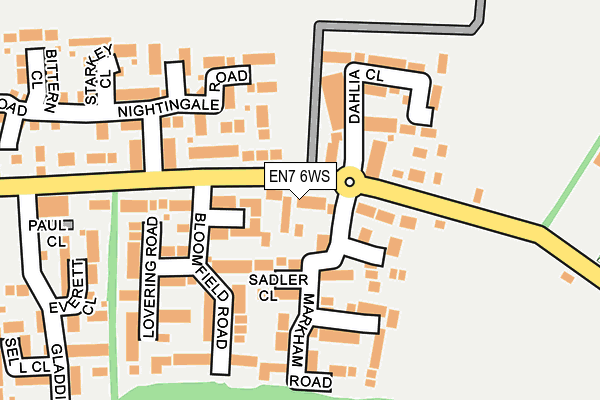 EN7 6WS map - OS OpenMap – Local (Ordnance Survey)